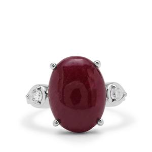 Bharat Ruby & White Zircon Sterling Silver Ring ATGW 12.80cts