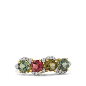 Congo Multi Tourmaline & White Zircon 9K Gold Ring ATGW 1.60cts