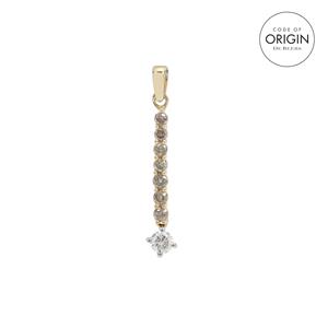 9K Gold Pendant with De Beers Code of Origin Diamond & Champagne Diamonds 1/2cts