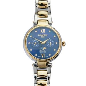 Dreamline Moonphase Blue Mother of Pearl Dial Yellow Gold Bicolour Watch in Stainless Steel