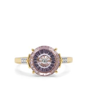 Lehrer TorusRing Rose De France Amethyst & Diamond 9K Gold Ring ATGW 2.90cts