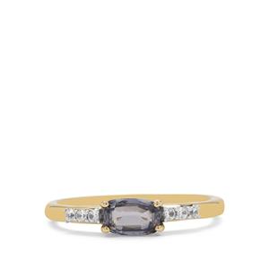 Burmese Lavender Spinel & White Zircon 9K Gold Ring ATGW 0.75ct