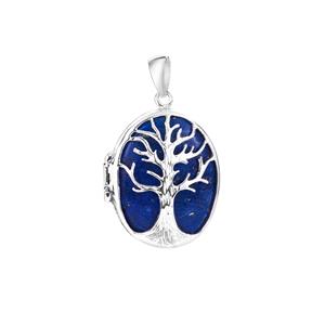 13ct Sar-i-Sang Lapis Lazuli Sterling Silver Tree of Life Locket