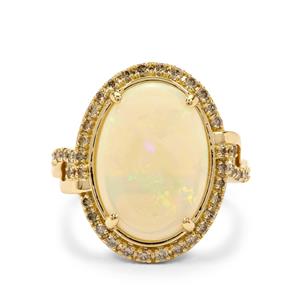 Coober Pedy Opal & Argyle Cognac Diamond 18K Gold Lorique Ring MTGW 3.54cts 