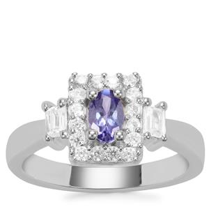 Tanzanite Ring with White Zircon in Sterling Silver 0.97cts