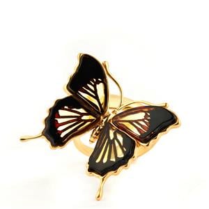 Baltic Ombre Amber Gold Tone Sterling Silver Butterfly Ring