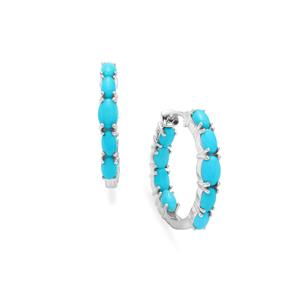 5.40cts Sleeping Beauty Turquoise Sterling Silver Earrings 