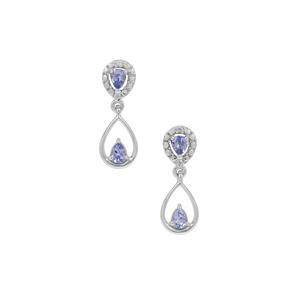 Tanzanite Earrings with White Zircon in Sterling Silver 0.60ct