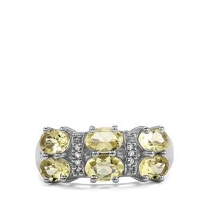 Chartreuse Sanidine & White Topaz Sterling Silver Ring ATGW 2.44cts