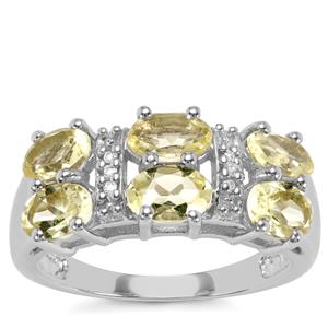 Chartreuse Sanidine Ring with White Topaz in Sterling Silver 2.44cts