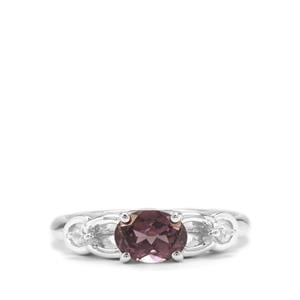Burmese Pink Spinel & White Zircon Sterling Silver Ring ATGW 1.02cts