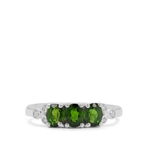 Chrome Diopside & White Zircon Sterling Silver Ring ATGW 1.25cts