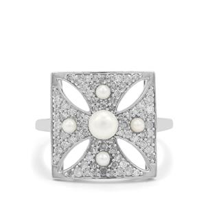 The Diadem White Pearl & Diamond 9K White Gold Ring