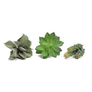 Pack of 3 Faux Green Succulents 3cm - 12cm