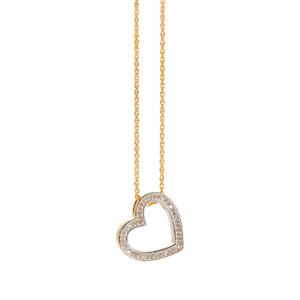 ¼ct Diamond Gold Tone Sterling Silver Heart Pendant Necklace 