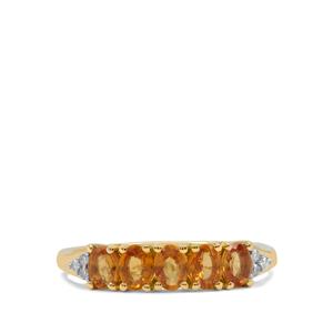 Songea Orange Sapphire & Diamond 9K Gold Ring ATGW 1.15cts