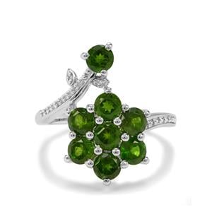 Chrome Diopside & Diamond Sterling Silver Ring ATGW 2.25cts