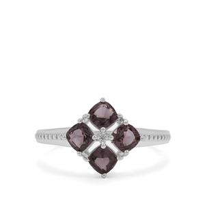 Burmese Purple Spinel & White Zircon Sterling Silver Ring ATGW 1.60cts