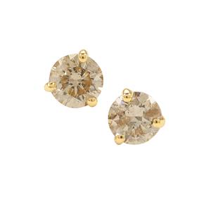 1/4ct Champagne Diamonds 9K Gold Earrings