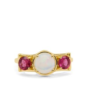 Ethiopian Opal Ring with Safira Tourmaline in 9K Gold 1.30cts