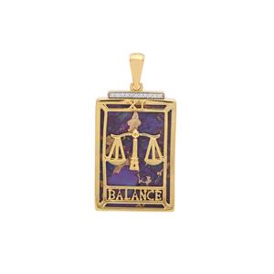 Copper Purple Turquoise Pendant with White Zircon in Gold Plated Sterling Silver 21.05cts (F)