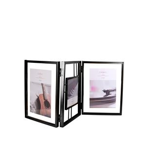 Triple Folding Photo Frame in Black Finish