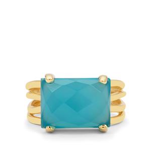 Aqua Chalcedony Ring in Gold Plated Sterling Silver 6.60cts