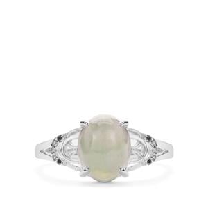 Type A Burmese Jadeite & White Topaz Sterling Silver Ring ATGW 4.06cts