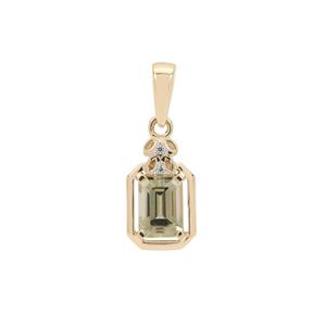 Csarite® Pendant with White Zircon in 9K Gold 1.10cts