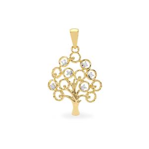 Ratanakiri White Zircon Tree of Life Pendant in Gold Plated Sterling Silver 0.14cts