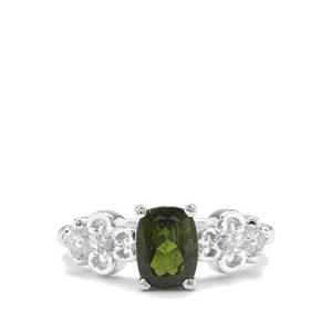 Chrome Diopside & White Zircon Sterling Silver Ring ATGW 1.46cts