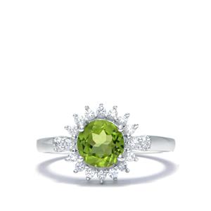 Red Dragon Peridot & White Zircon Sterling Silver Ring ATGW 1.73cts