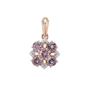 Mahenge Purple Spinel Pendant with White Zircon in 9k Rose Gold 1.20cts