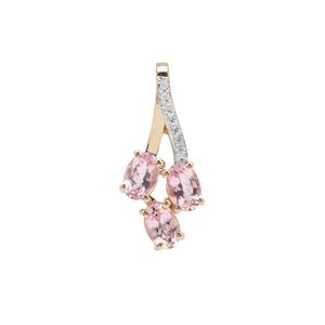 Cherry Blossom™ Morganite & Diamond 9K Gold Pendant ATGW 1.26cts