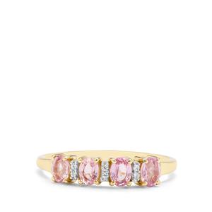 Sakaraha Pink Sapphire & White Zircon 9K Gold Ring ATGW 0.79ct