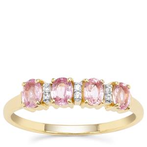 Sakaraha Pink Sapphire Ring with White Zircon in 9K Gold 0.79ct