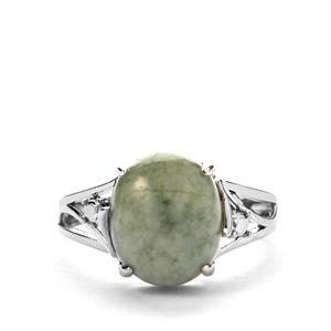 7.38ct  Moss-in-Snow Jade Sterling Silver Ring
