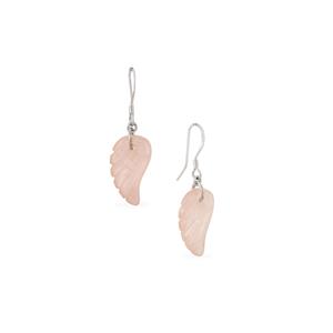 'Angel Wing' Rose Quartz Earrings in Sterling Silver 11cts