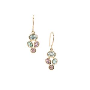 Aquaiba™ Beryl & Cherry Blossom™ Morganite 9K Gold Earrings ATGW 1.70cts