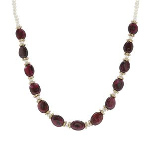 Rajasthan Garnet & Kaori Cultured Pearl Midas Slider Necklace 