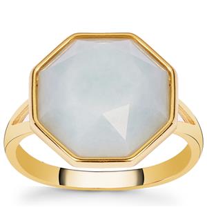 7.80ct Aquamarine Gold Tone Sterling Silver Ring