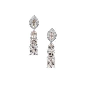 Zambezia Morganite Earrings with Diamond in Sterling Silver 1.20cts