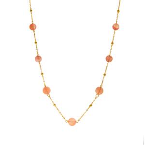 28cts Nanhong Agate Gold Tone Graduated Necklace 
