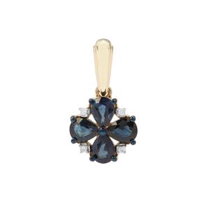 Australian Blue Sapphire Pendant with Diamond in 9K Gold 1.09cts