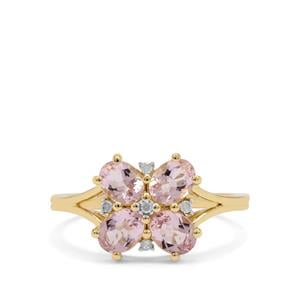 Cherry Blossom™ Morganite & Diamond 9K Gold Ring ATGW 1.30cts