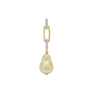 Golden South Sea Cultured Pearl & White Zircon Midas Pendant (12mm)