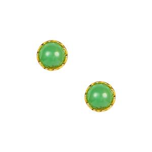 Chrysoprase Earrings in Gold Tone Sterling Silver 3cts