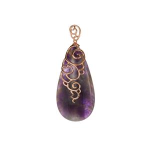 119.70cts Banded Amethyst Rose Gold Tone Sterling Silver Pendant 