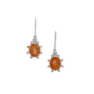 Rutile Quartz & White Zircon Sterling Silver Earrings ATGW 6.85cts