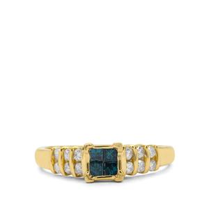1/2ct Blue, White Diamond 9K Gold Tomas Rae Ring 
